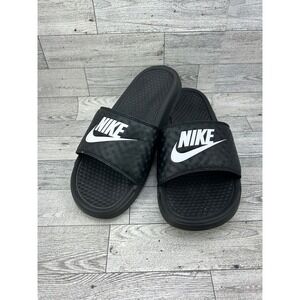 Nike Benassi JDI Black White Athletic Slide Sandals 343881-011 Women Sz 9